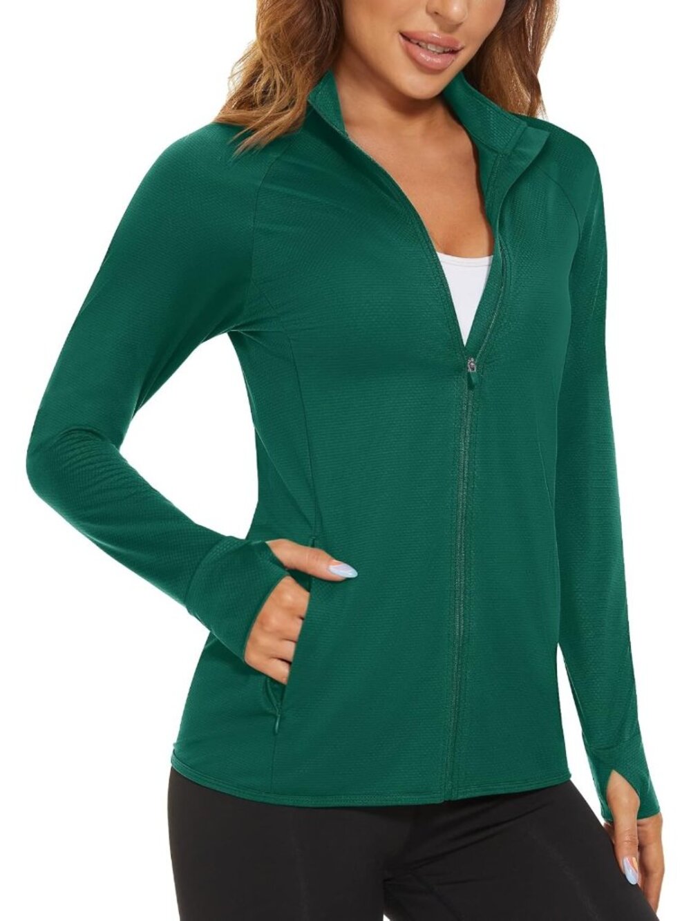 Lightweight UPF 50+ Athletic Jacket for Women | Sun Protection, Full Zip